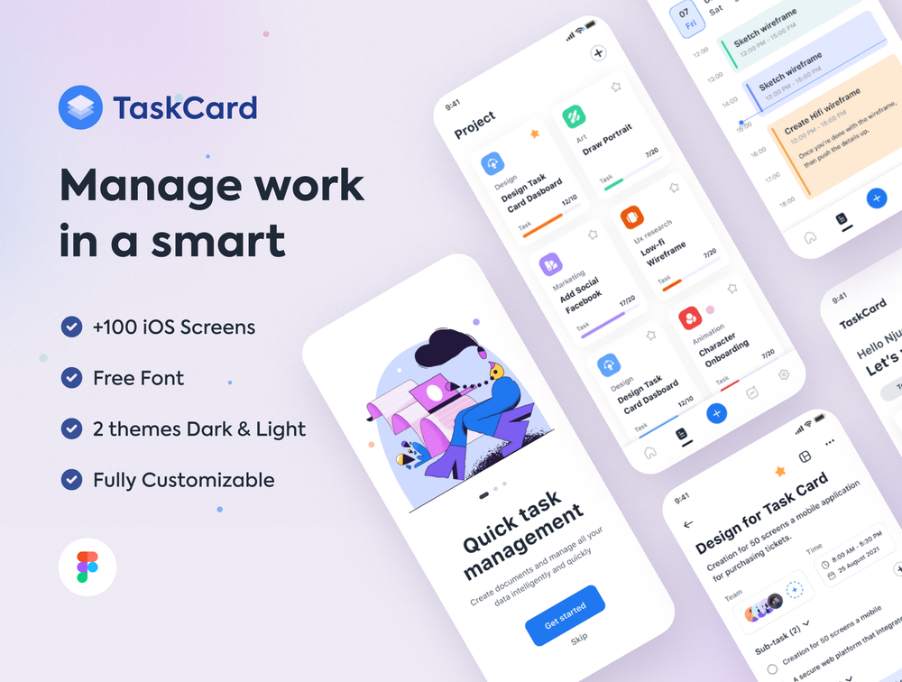 Figma Ui Kit，TaskCard应用程序：iOS UI套件