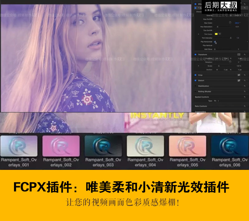 FCPX插件：40种唯美柔和小清新光效闪烁特效