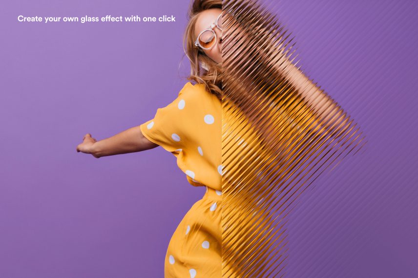 最新潮流抽象图案玻璃图像模糊折射失真效果一键生成PS动作素材 Hyper Glass Effects