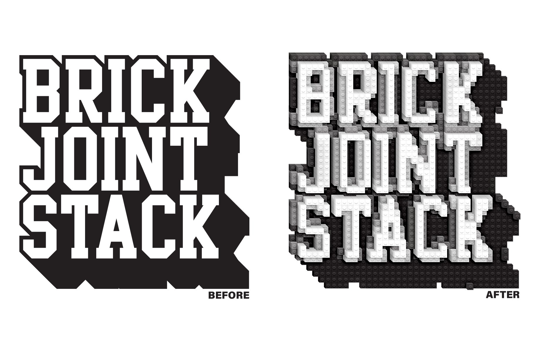 高质量复古乐高几何马赛克风格创意3D积木效果PS动作素材 BrickJoint Effect Action
